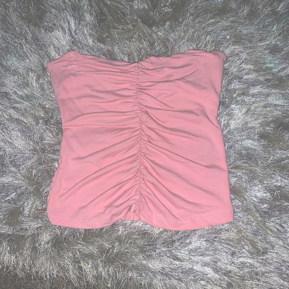 Pink Ruched Tube Top - Picture 2 of 4